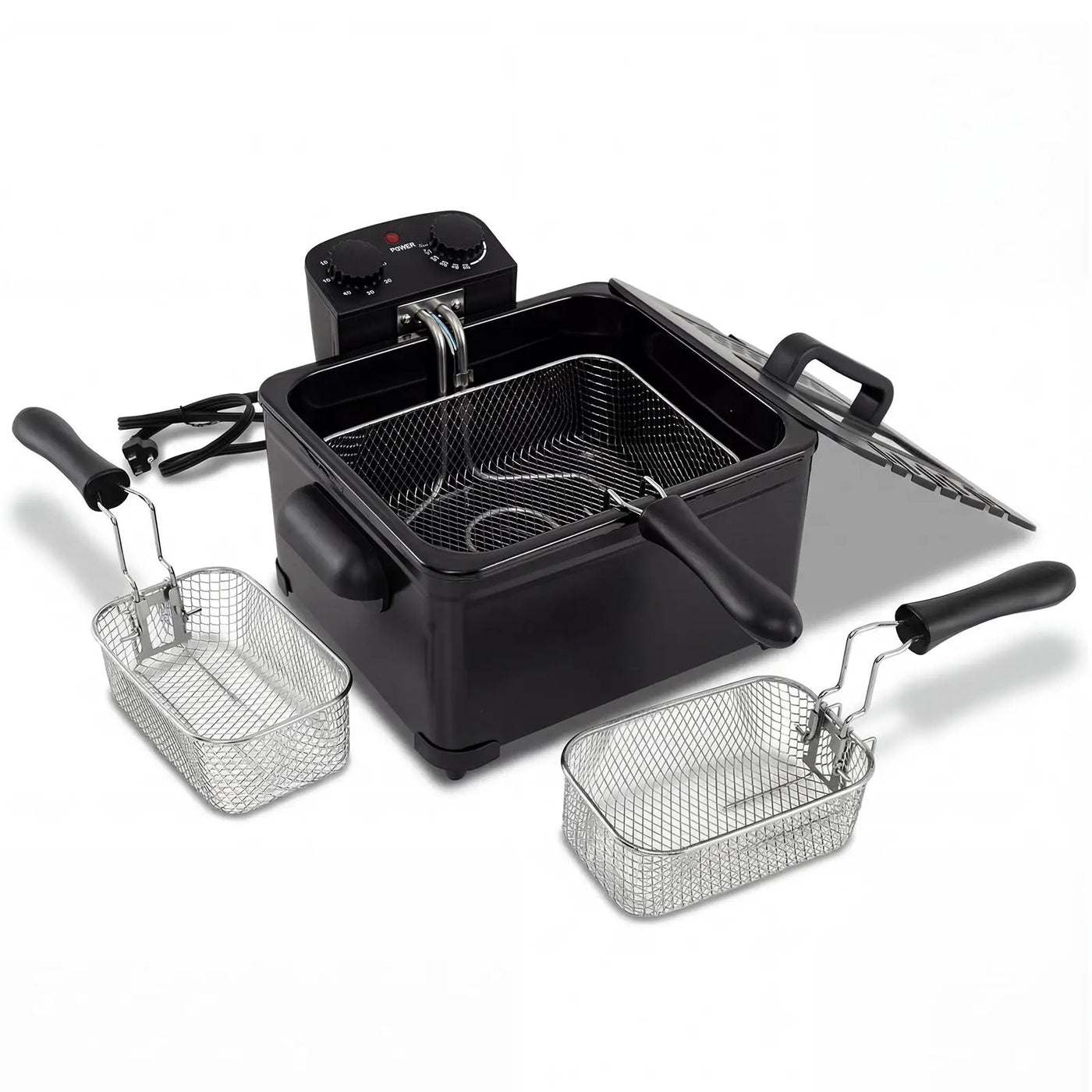 Electric Deep Fryer 5.3QT/21-Cup Stainless Steel 1700W with Triple Basket by DirectDeals