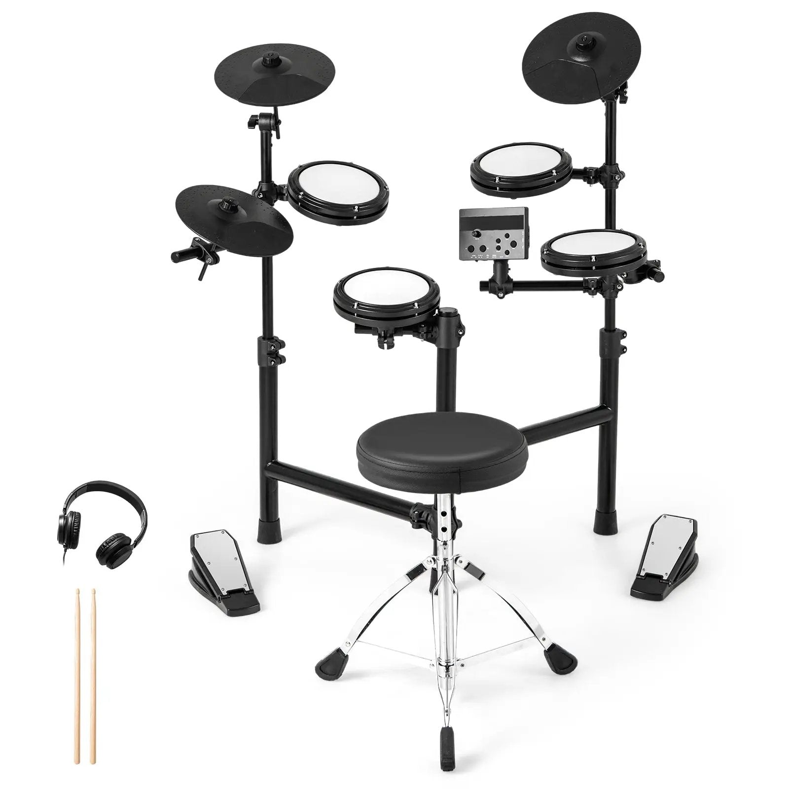 Electric Drum Set Foldable Drum Kit with 10 Demos and USB MIDI and 2 Drumsticks by DirectDeals