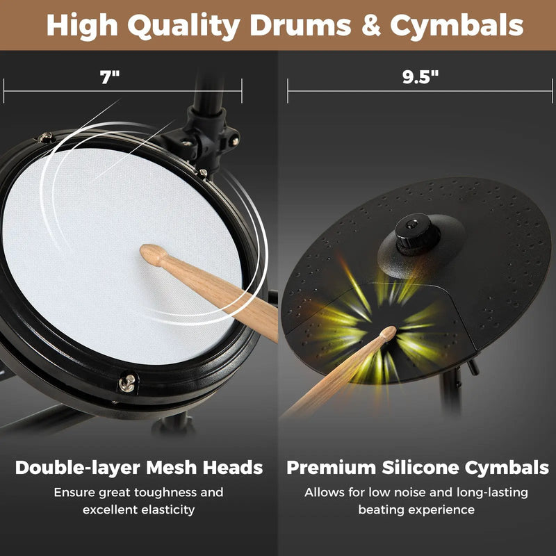 Electric Drum Set Foldable Drum Kit with 10 Demos and USB MIDI and 2 Drumsticks by DirectDeals