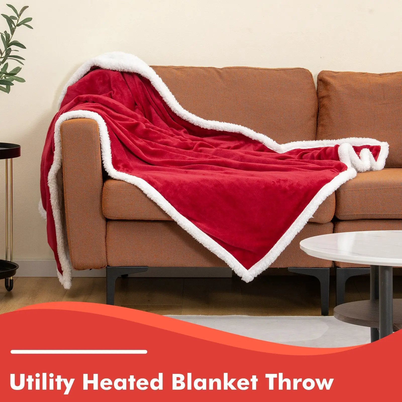 Electric Heated Blanket Throw Reversible Flannel and Sherpa Blanket by DirectDeals
