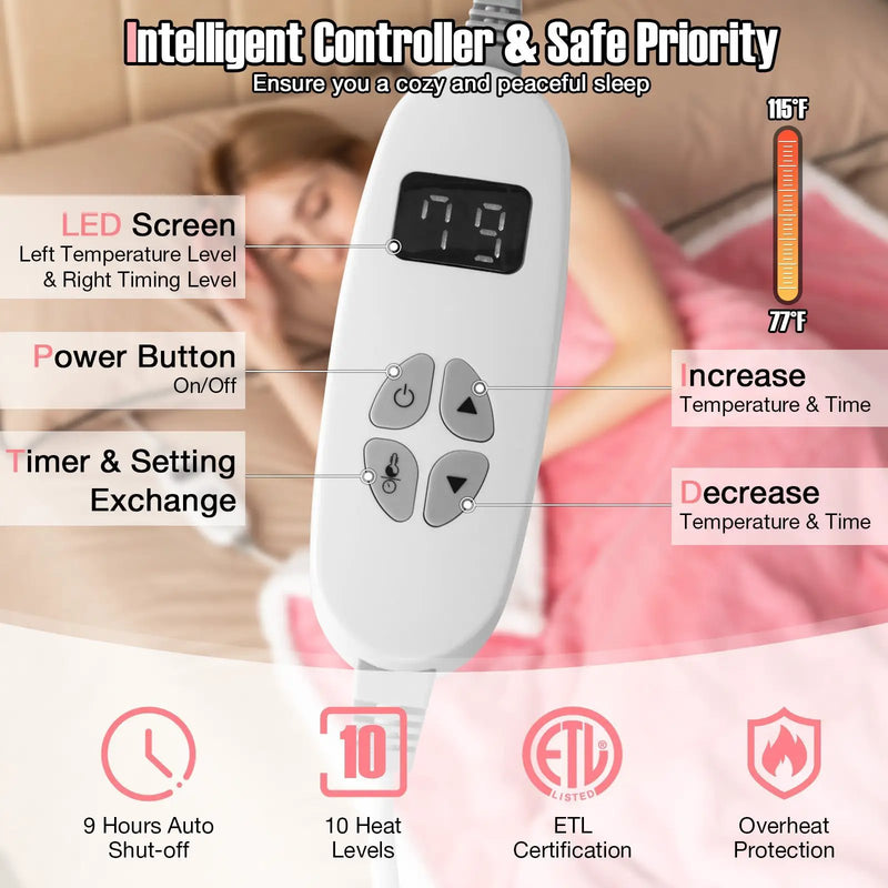 Electric Heated Blanket Throw with 10 Heat Settings by DirectDeals