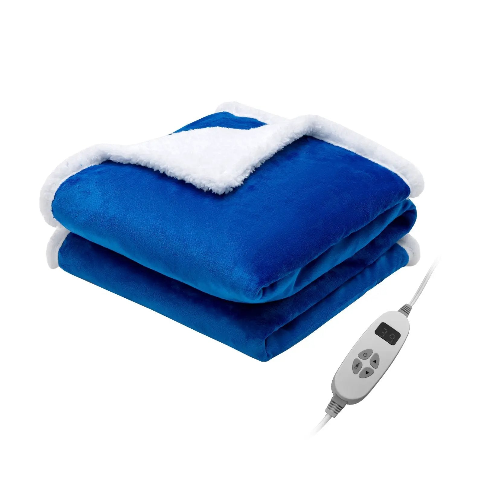 Electric Heated Blanket Throw Reversible Flannel and Sherpa Blanket by DirectDeals