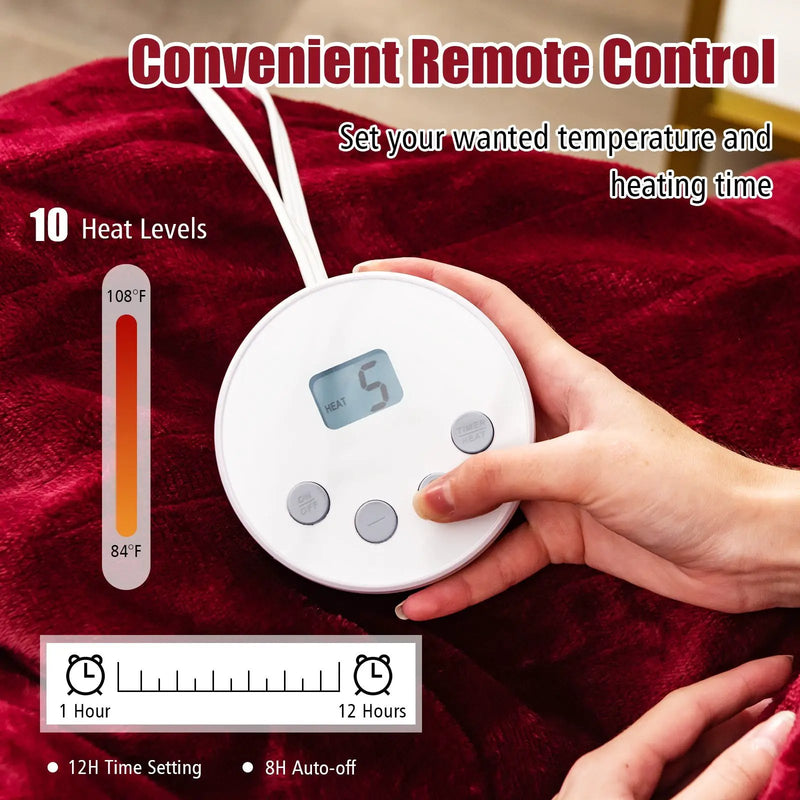 62 x 84 Inch Twin Size Electric Heated Throw Blanket with Timer by DirectDeals