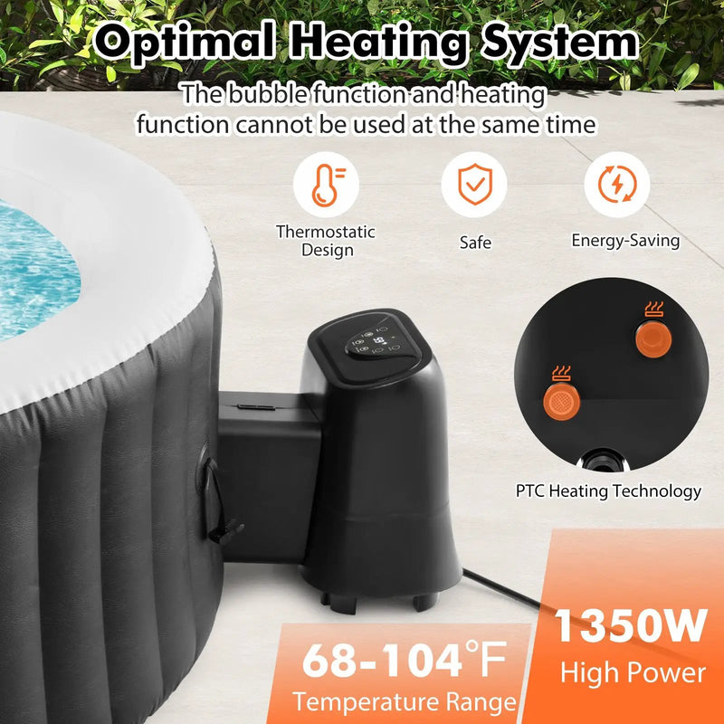 1350W Electric Heater Pump with Touch Panel and LED Display-Black by DirectDeals
