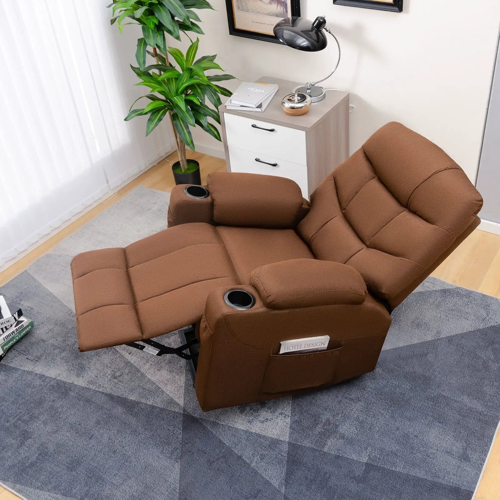 Electric Power Lift Recliner Chair with Adjustable Backrest and Footrest-Brown by DirectDeals