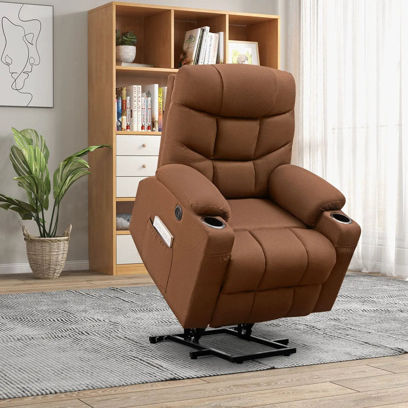 Electric Power Lift Recliner Chair with Adjustable Backrest and Footrest-Brown by DirectDeals