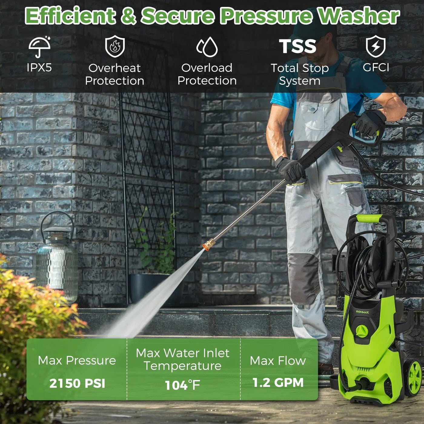2150PSI Electric Pressure Washer 1.2GPM with 4 Quick Connect Nozzles and Foam Cannon by DirectDeals