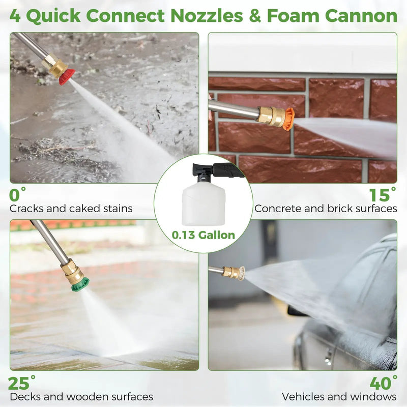 2150PSI Electric Pressure Washer 1.2GPM with 4 Quick Connect Nozzles and Foam Cannon by DirectDeals