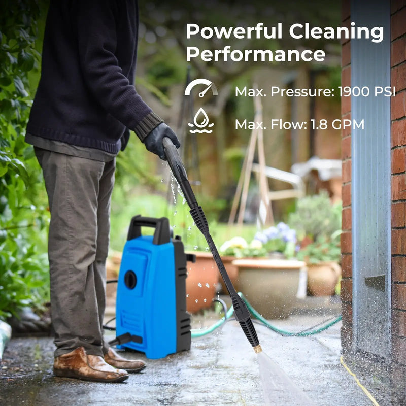 1900 PSI 1.8 GPM Electric Pressure Washer with 4 Quick Connect Nozzles-Blue by DirectDeals