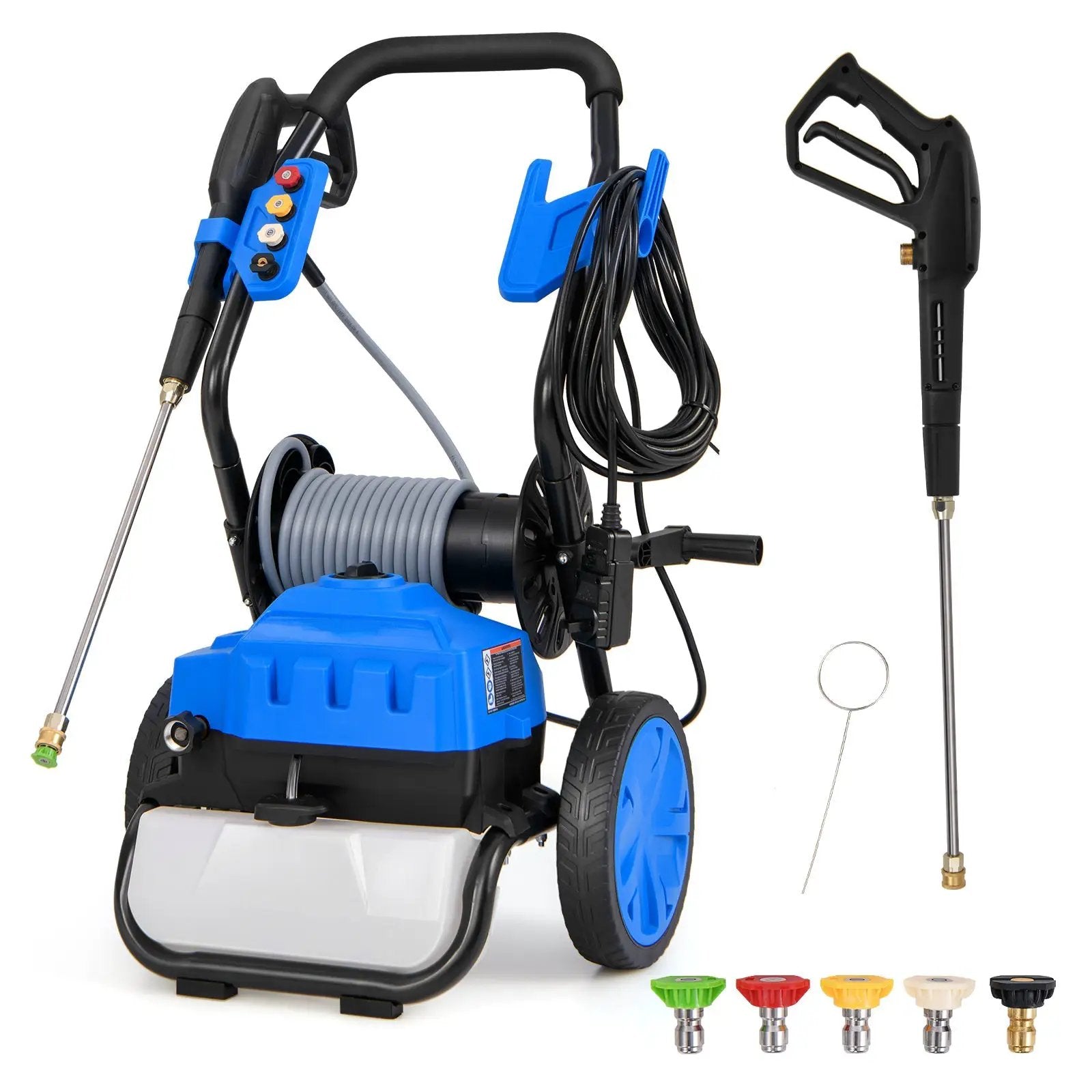 2300 PSI 1.8 GPM Electric Pressure Washer with Wheels and 5 Quick Connect Nozzles-Blue by DirectDeals