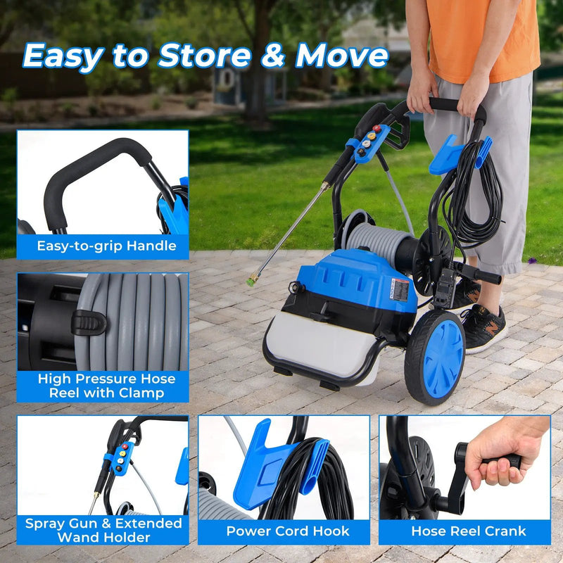 2300 PSI 1.8 GPM Electric Pressure Washer with Wheels and 5 Quick Connect Nozzles-Blue by DirectDeals