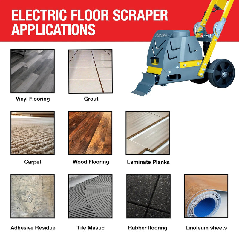 Electric Floor Scraper Vinyl Stripper Carpet Wood Floor Remover by Tomahawk Power