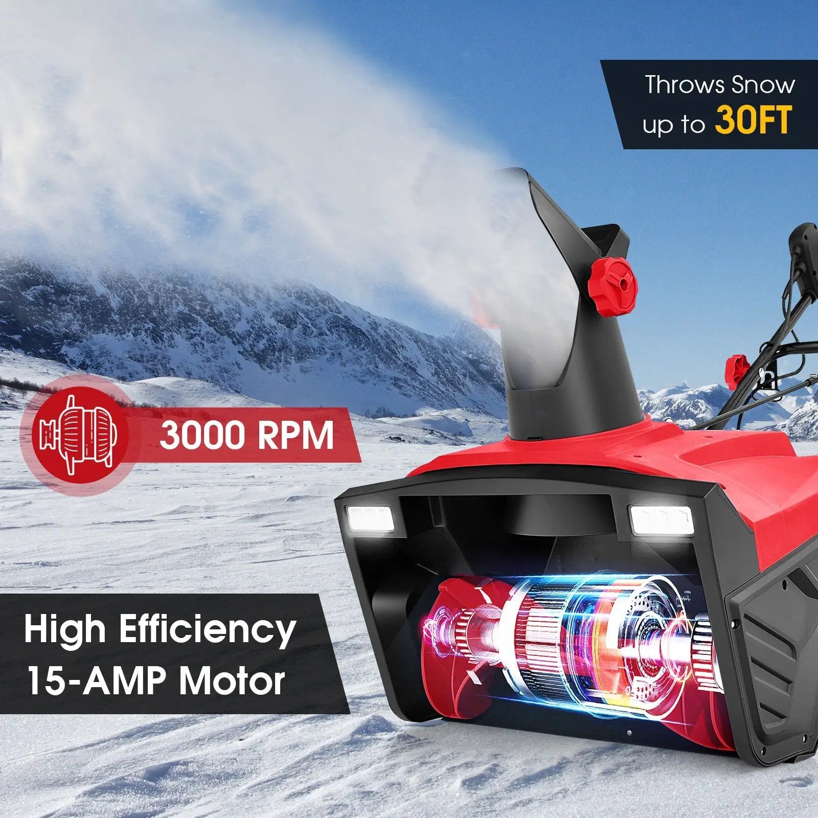 20 Inch 120V 15Amp Electric Snow Thrower with 180¬∞ Rotatable Chute by DirectDeals