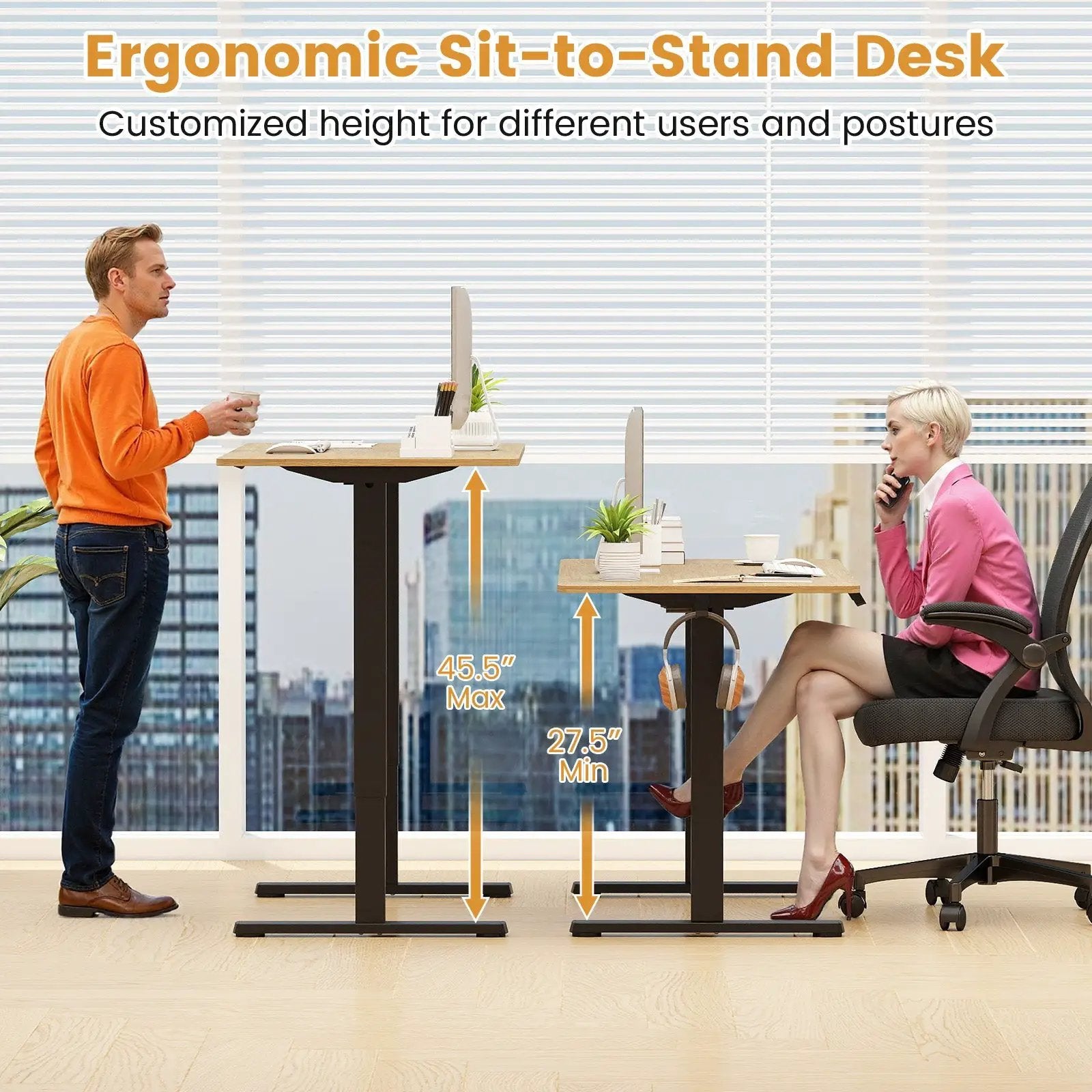 Electric Standing Desk Frame Height Adjustable Computer Desk Base with LED Display by DirectDeals