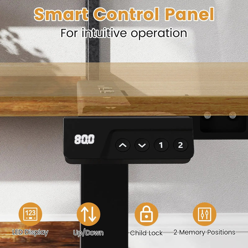 Electric Standing Desk Frame Height Adjustable Computer Desk Base with LED Display by DirectDeals