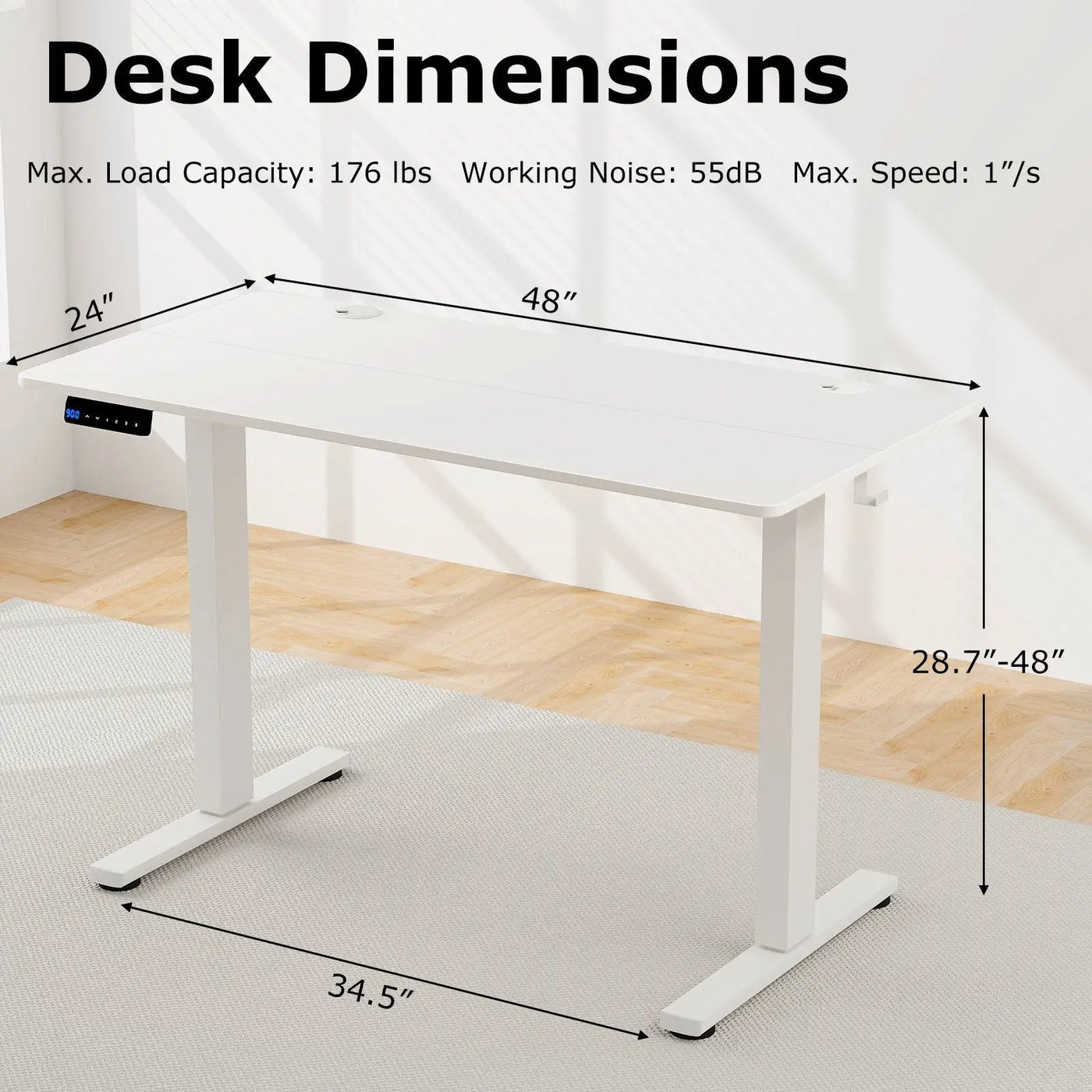 Electric Standing Desk with Memory Presets & Cable Management by DirectDeals