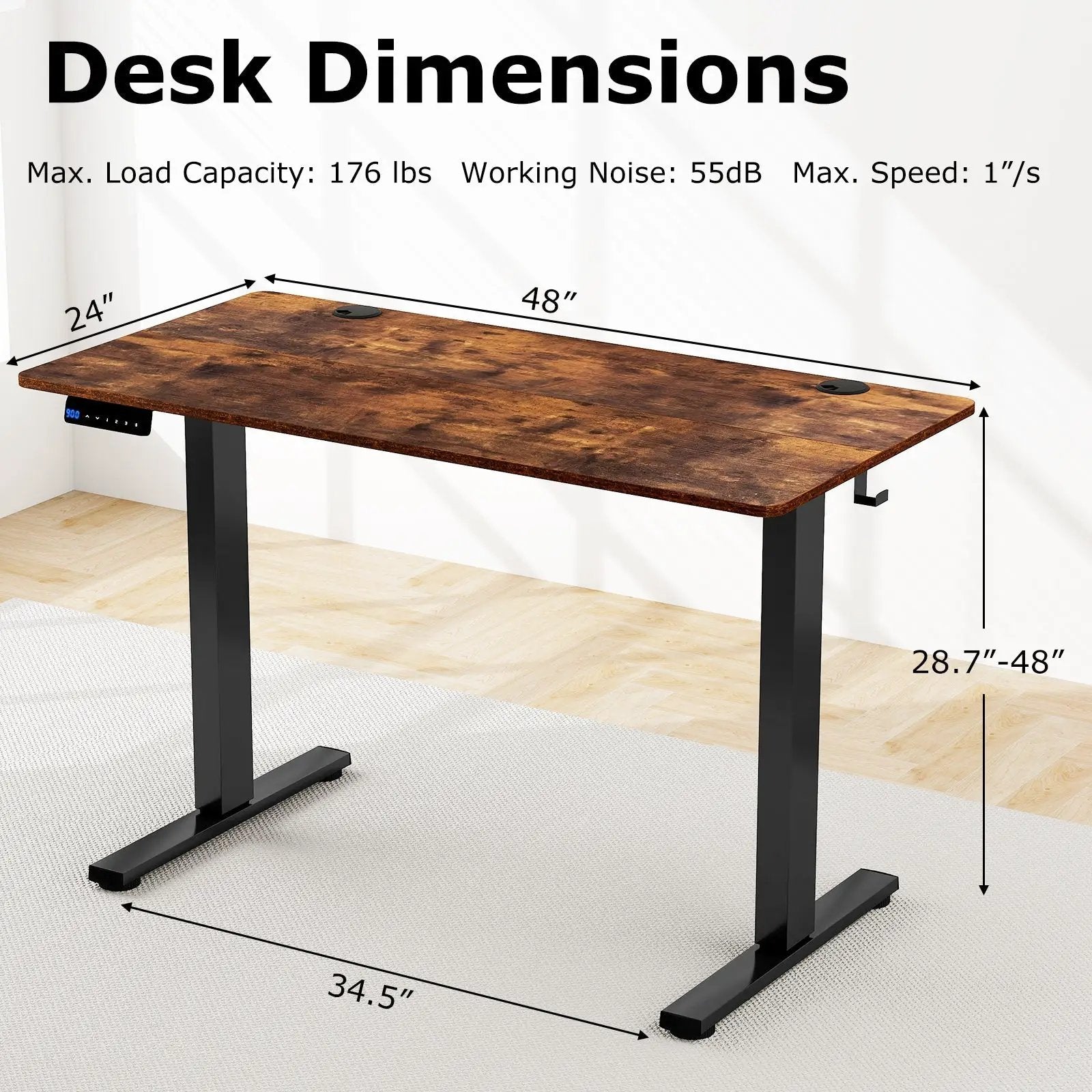 Electric Standing Desk with Memory Presets & Cable Management by DirectDeals