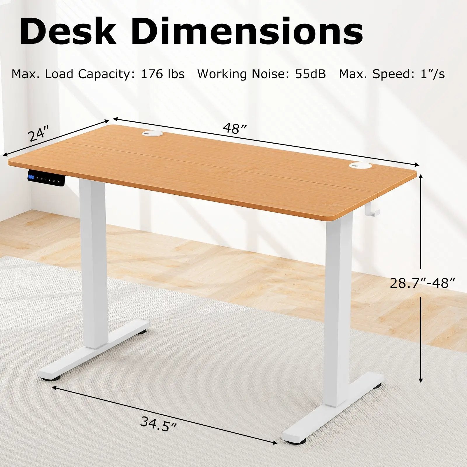 Electric Standing Desk with Memory Presets & Cable Management by DirectDeals