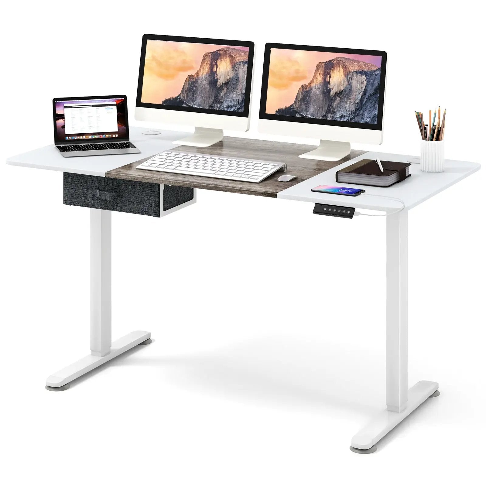 Height Adjustable Electric Standing Desk with USB Charging Port by DirectDeals