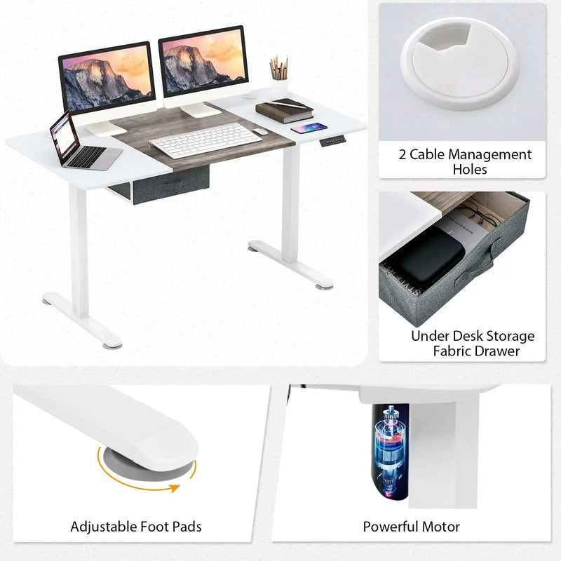 Height Adjustable Electric Standing Desk with USB Charging Port by DirectDeals