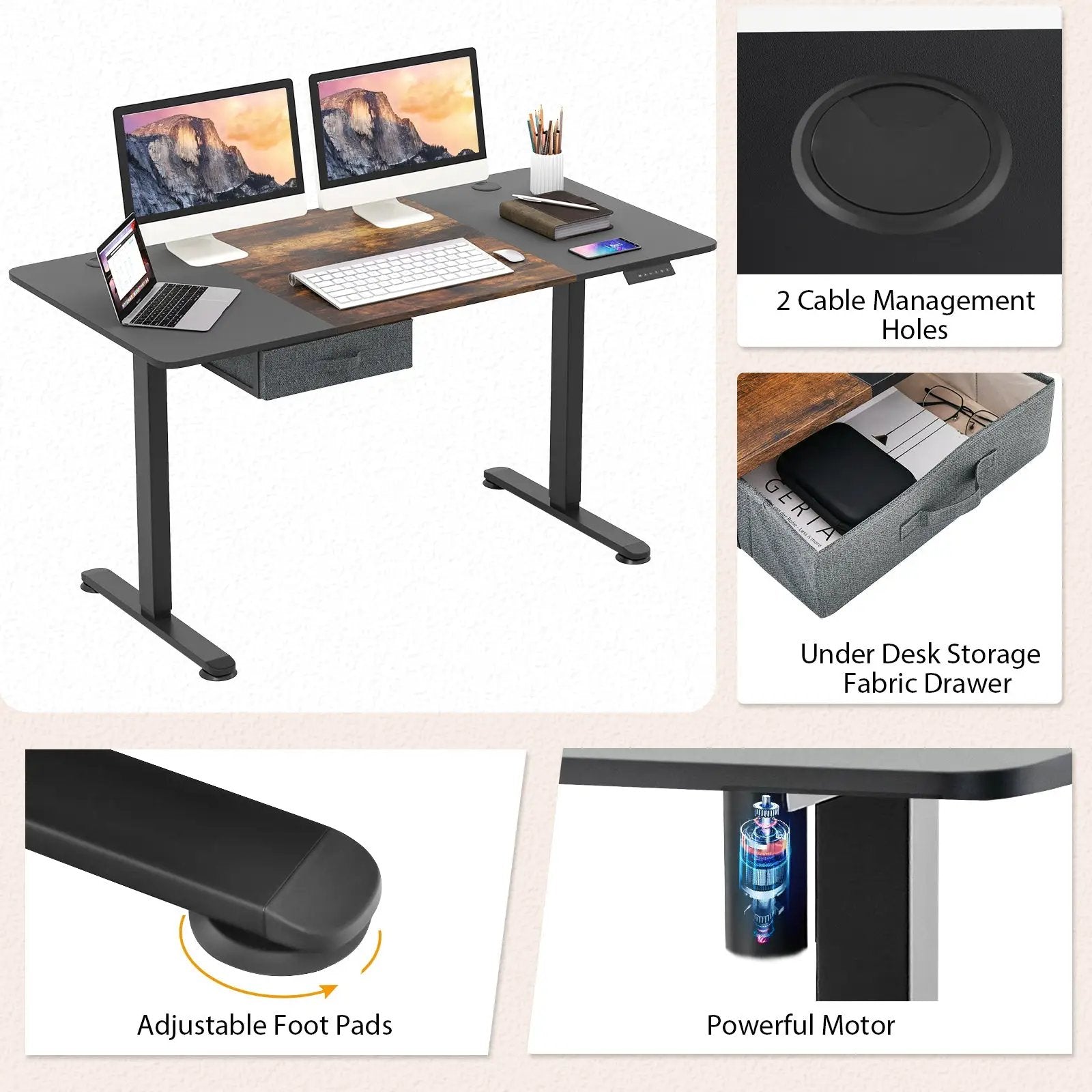 Height Adjustable Electric Standing Desk with USB Charging Port by DirectDeals