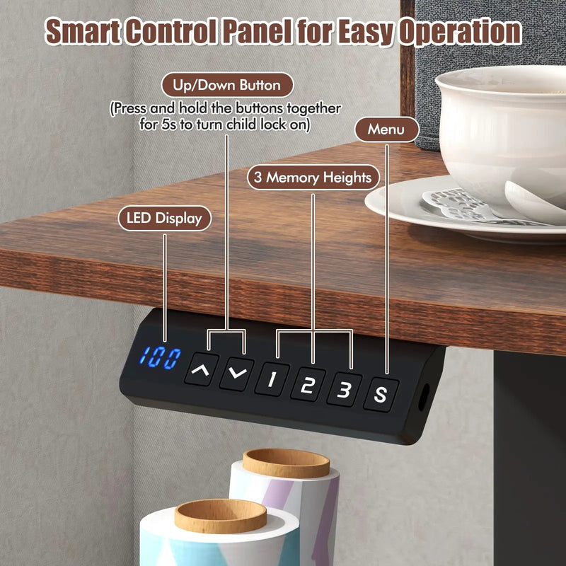 48 Inch x 24 Inch Height Adjustable Electric Standing Desk with 2 Drawers by DirectDeals