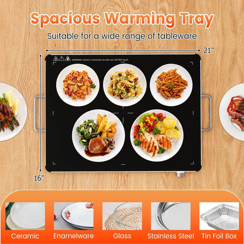 Electric Warming Food Warmer with Adjustable Temperature Control and Overheat Protection by DirectDeals