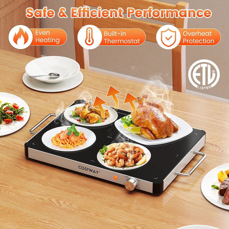 Electric Warming Tray Food Warmer with Adjustable Temperature Control by DirectDeals