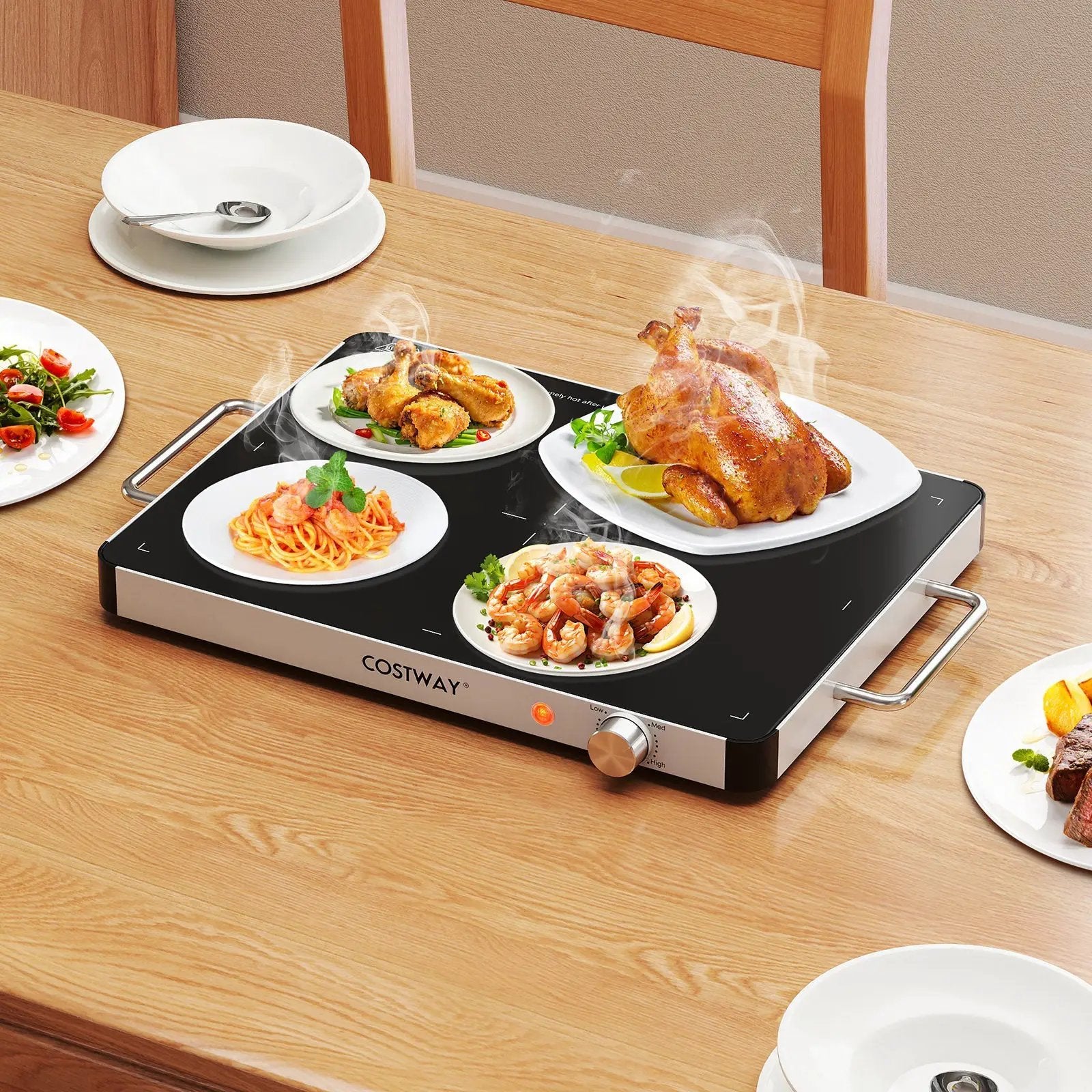 Electric Warming Tray Food Warmer with Adjustable Temperature Control by DirectDeals