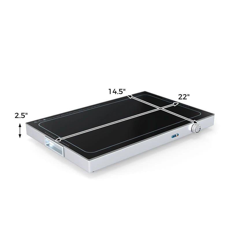 Electric Warming Tray with Adjustable Temperature and Built-In Handles Tempered Glass by DirectDeals