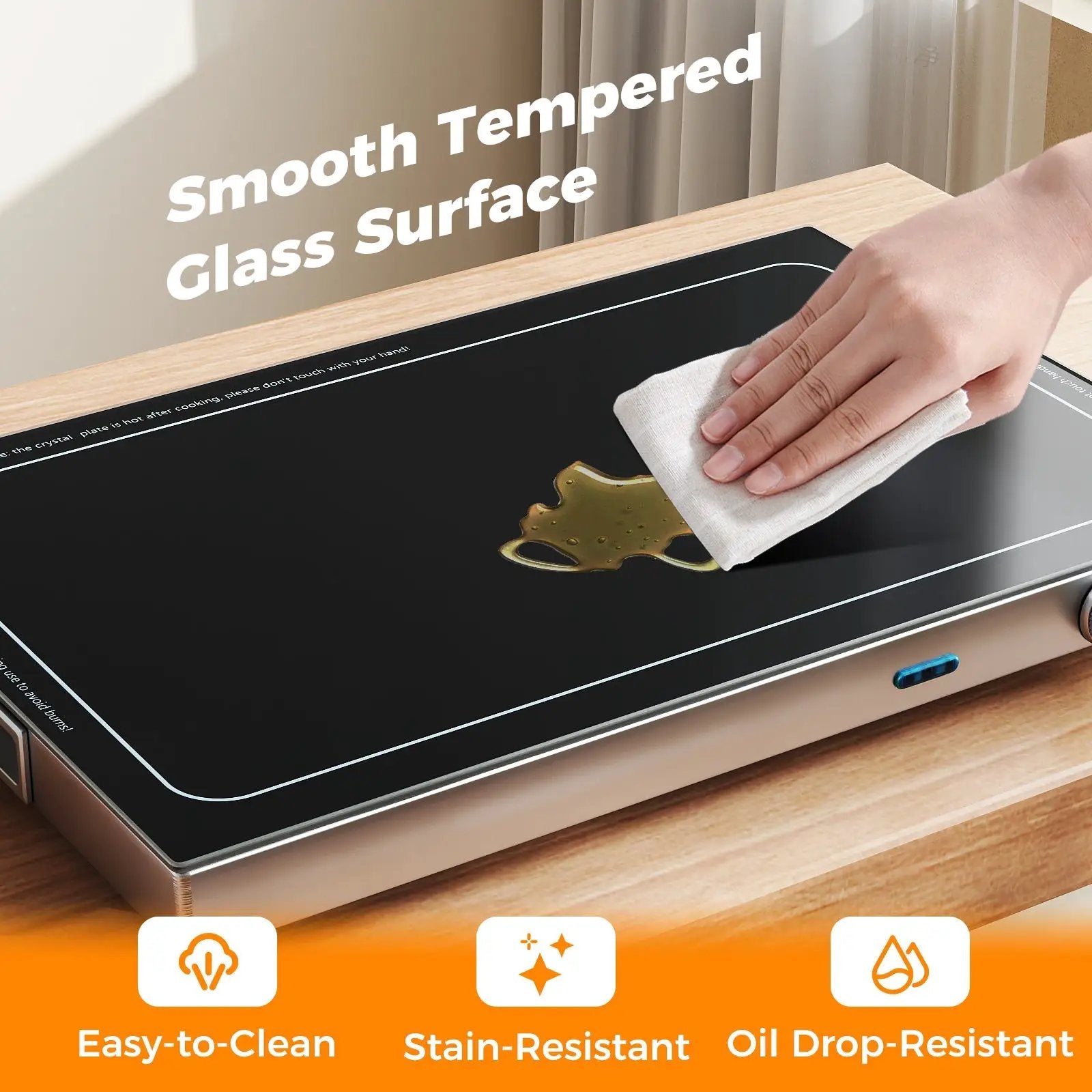 Electric Warming Tray with Adjustable Temperature and Built-In Handles Tempered Glass by DirectDeals