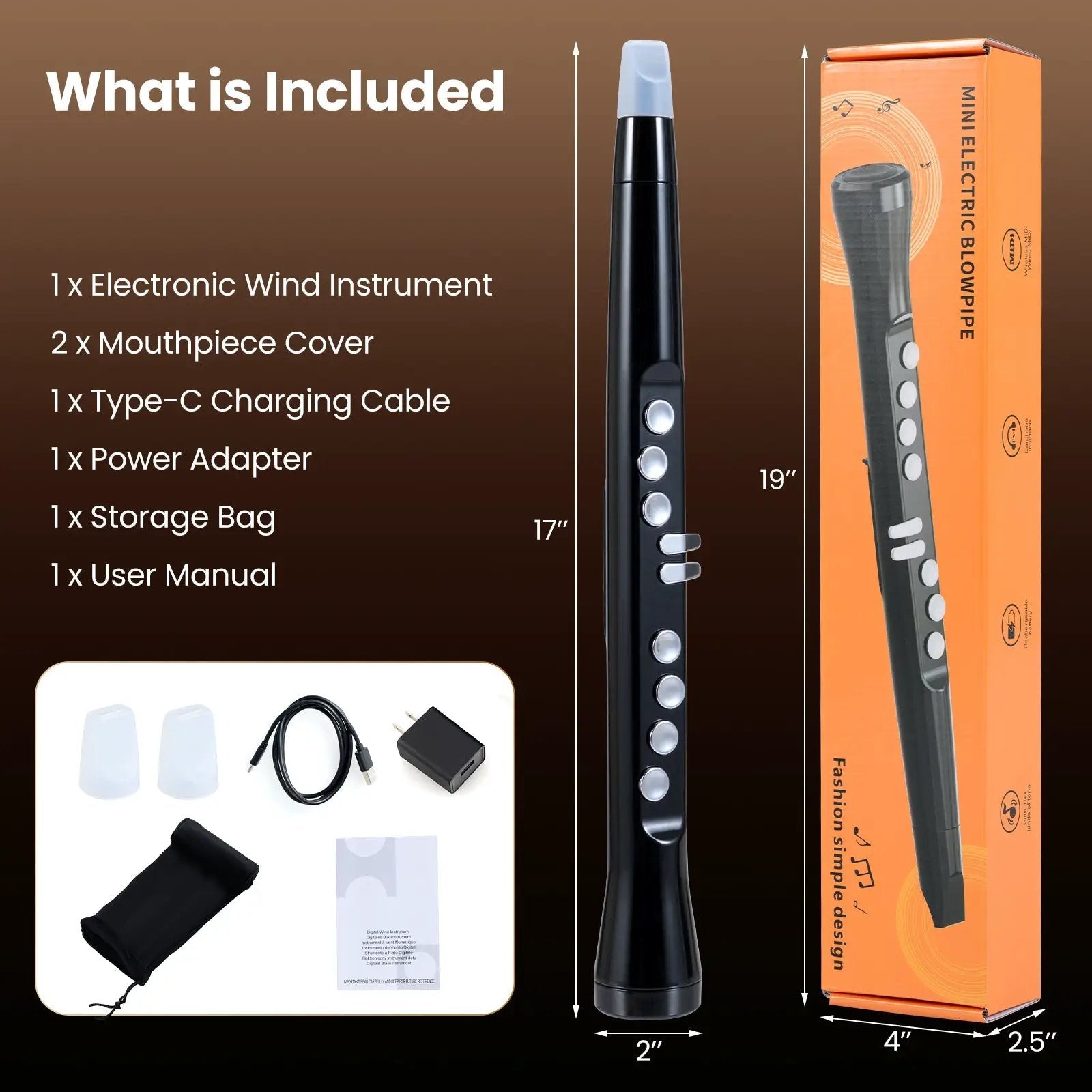 Electronic Wind Instrument Synthesizer Rechargeable Digital Saxophone-Black by DirectDeals