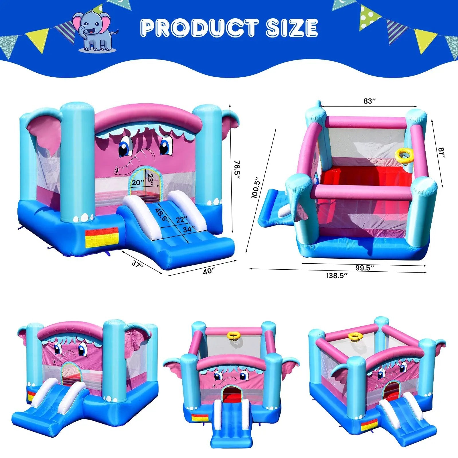 3-in-1 Elephant Theme Inflatable Castle without Blower by DirectDeals