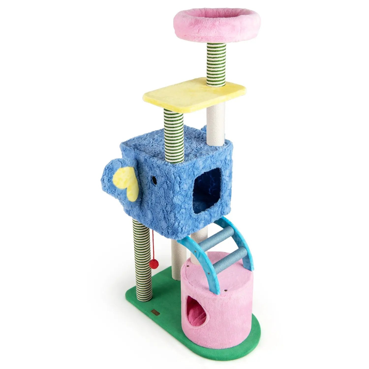 Elephant Themed Cat Tree for Adult Cats Multi-level Kitty Tower with 2 Condos by DirectDeals