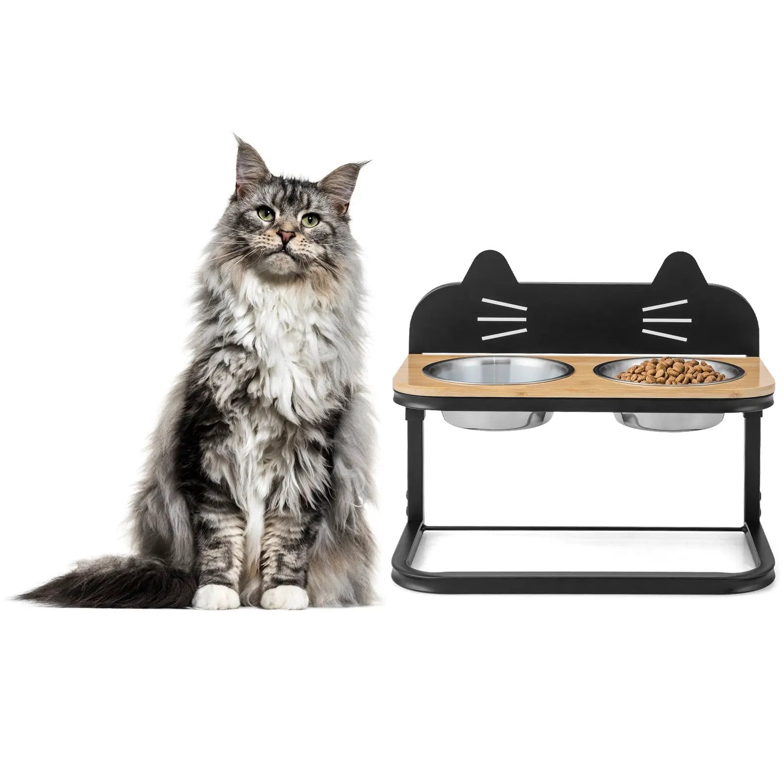 Elevated Pet Feeder with 2 Stainless Steel Bowls for Cats and Small and Medium Dogs by DirectDeals