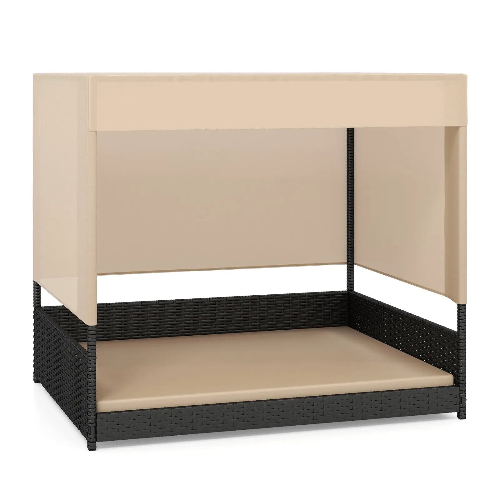 Elevated Wicker Dog House for Small to Medium Breeds-Black by DirectDeals