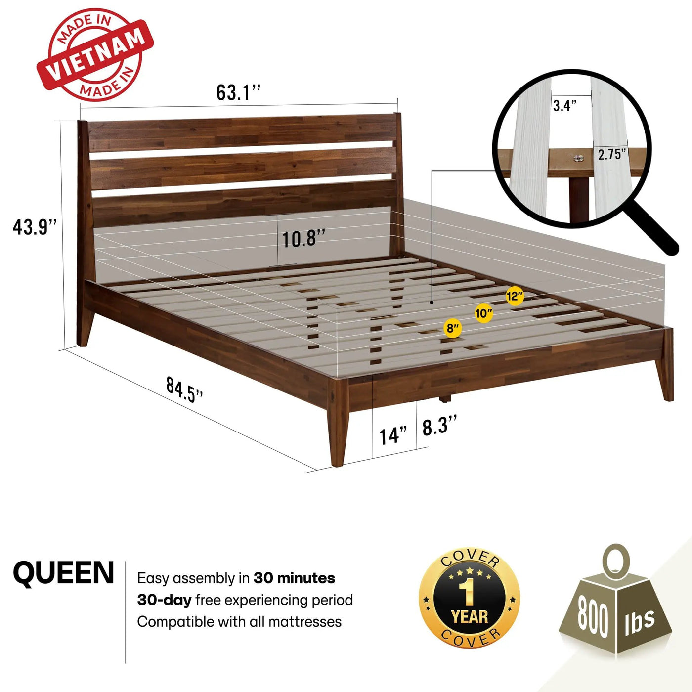 Emery Solid Wood Bed Frame by Megsu