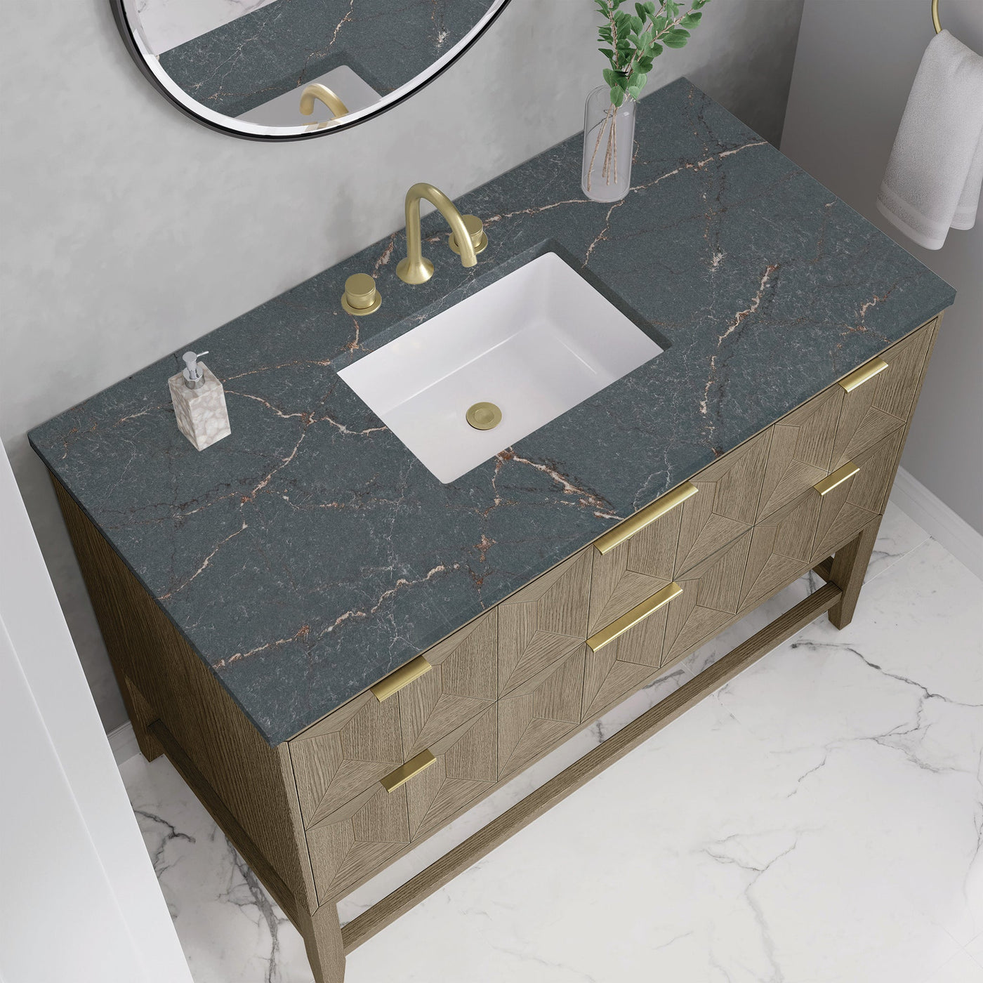 James Martin Emmeline 48" Single Bathroom Vanity, Pebble Oak by James Martin