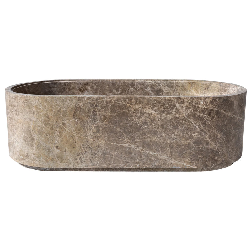 Emperador Light Marble Bathtub Hand-carved from Solid Marble Block (W)29.5" (L)67" (H)19.5" by GobekDesign