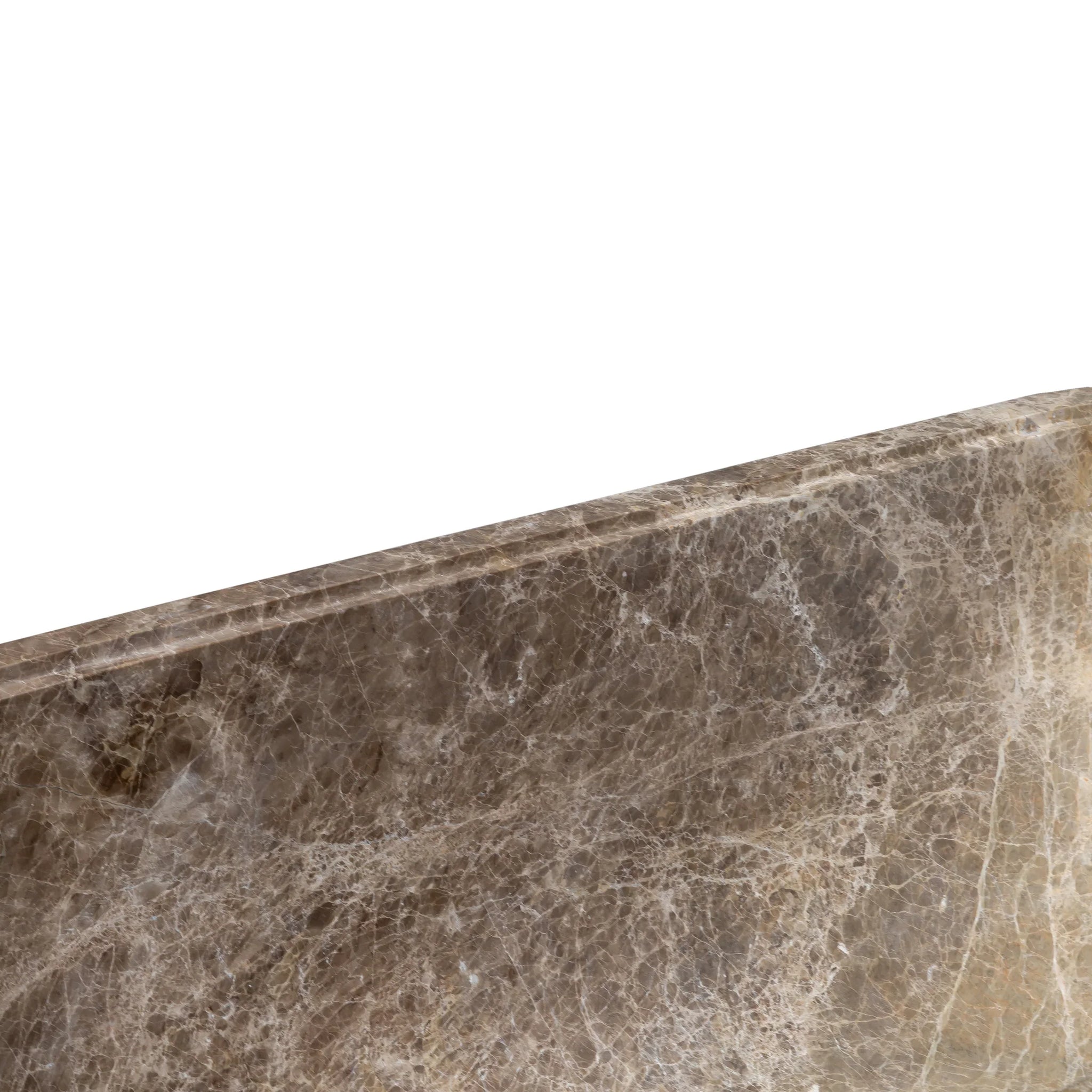 Emperador Light Marble Bathtub Hand-carved from Solid Marble Block (W)29.5" (L)67" (H)19.5" by GobekDesign