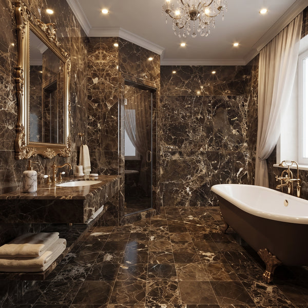 Emperador Dark Polished Marble Tiles 12x12