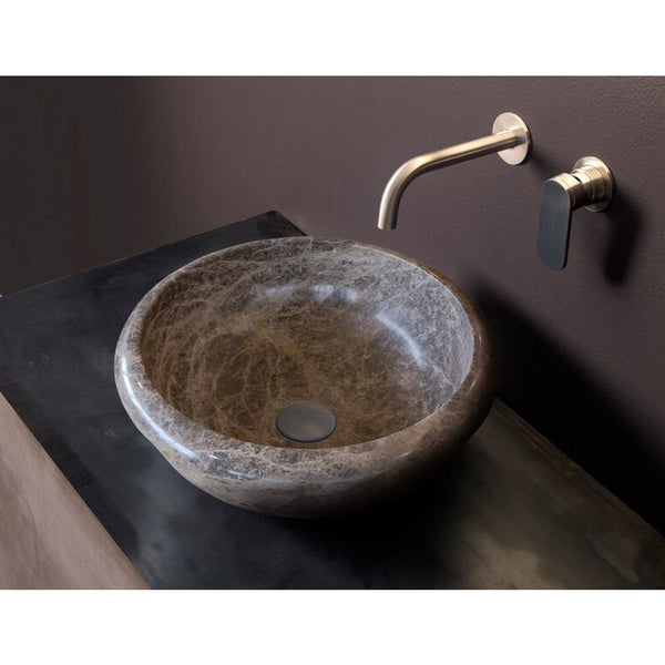 Emperador Brown Natural Marble Vessel Sink - Polished 16 inch