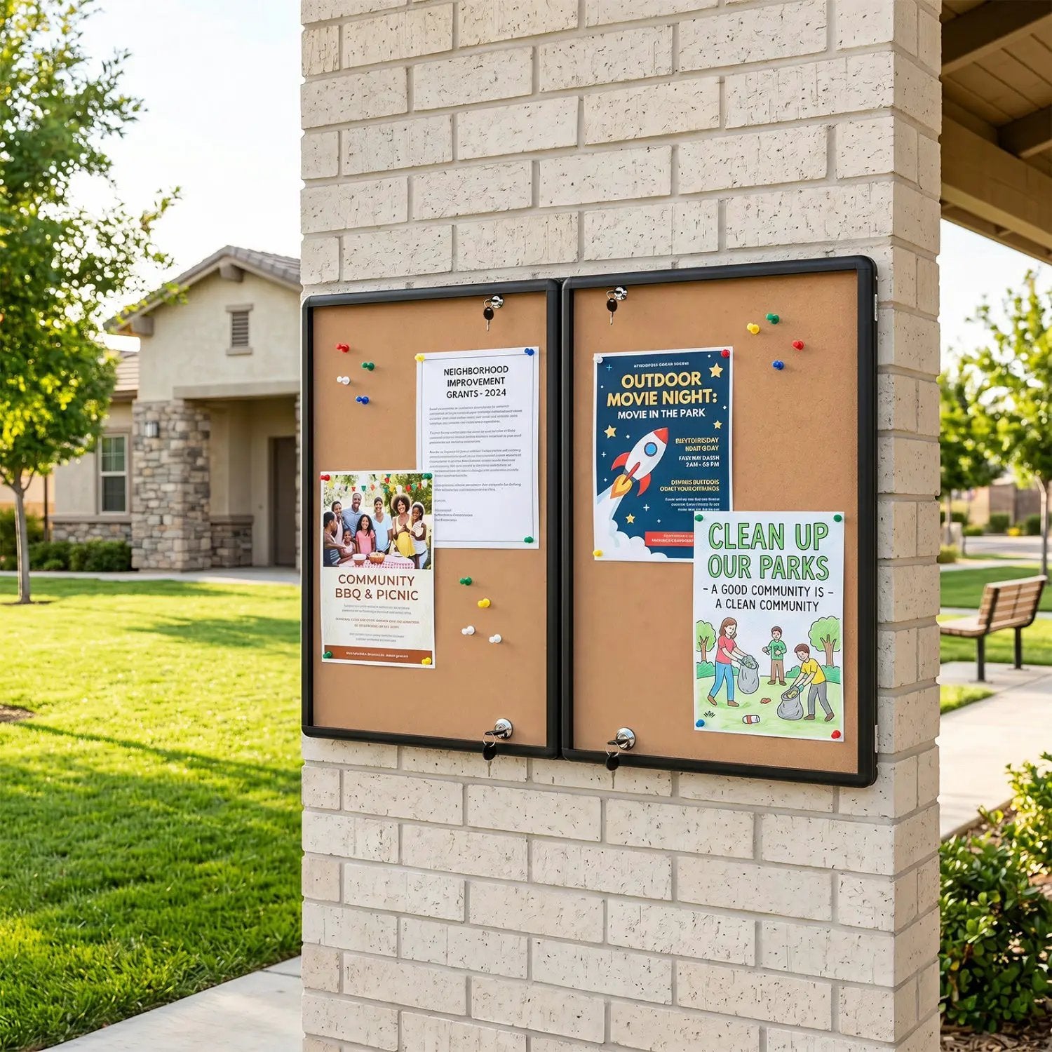 Enclosed Bulletin Board 47.5" x 35.5" with Aluminum Frame by DirectDeals