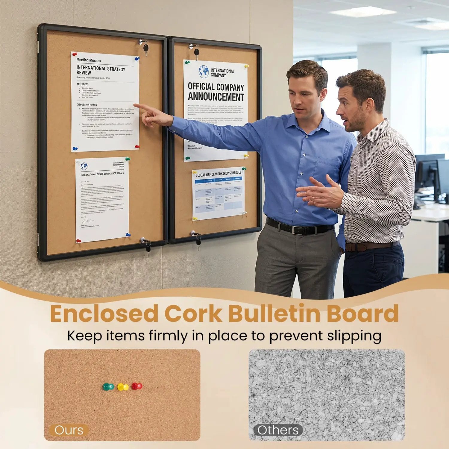 Enclosed Bulletin Board 47.5" x 35.5" with Aluminum Frame by DirectDeals