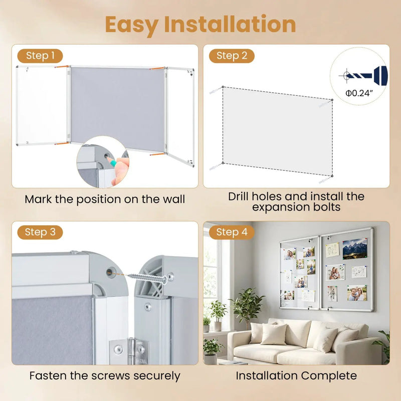 Lockable Cork Bulletin Board 47.5" x 35.5" Aluminum Frame by DirectDeals