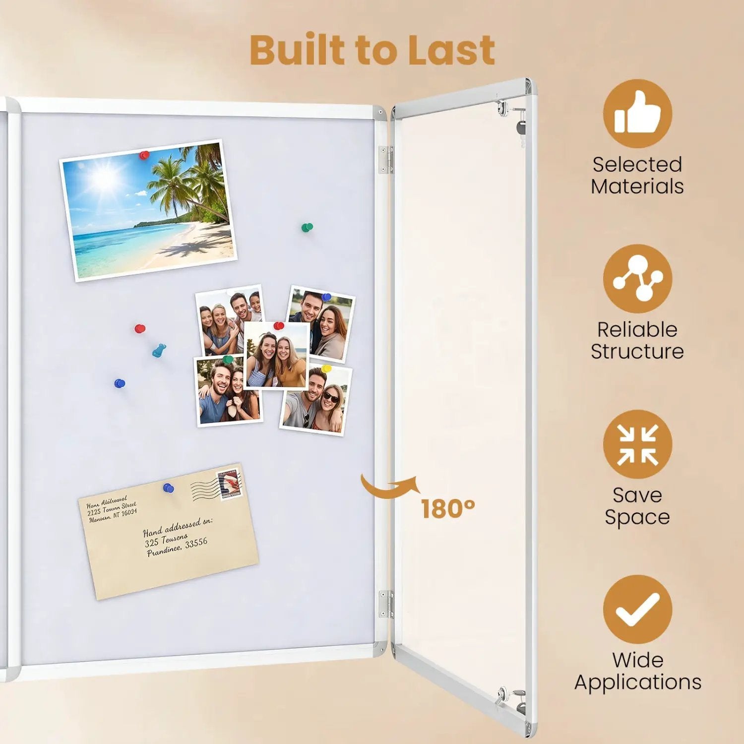 Lockable Cork Bulletin Board 47.5" x 35.5" Aluminum Frame by DirectDeals