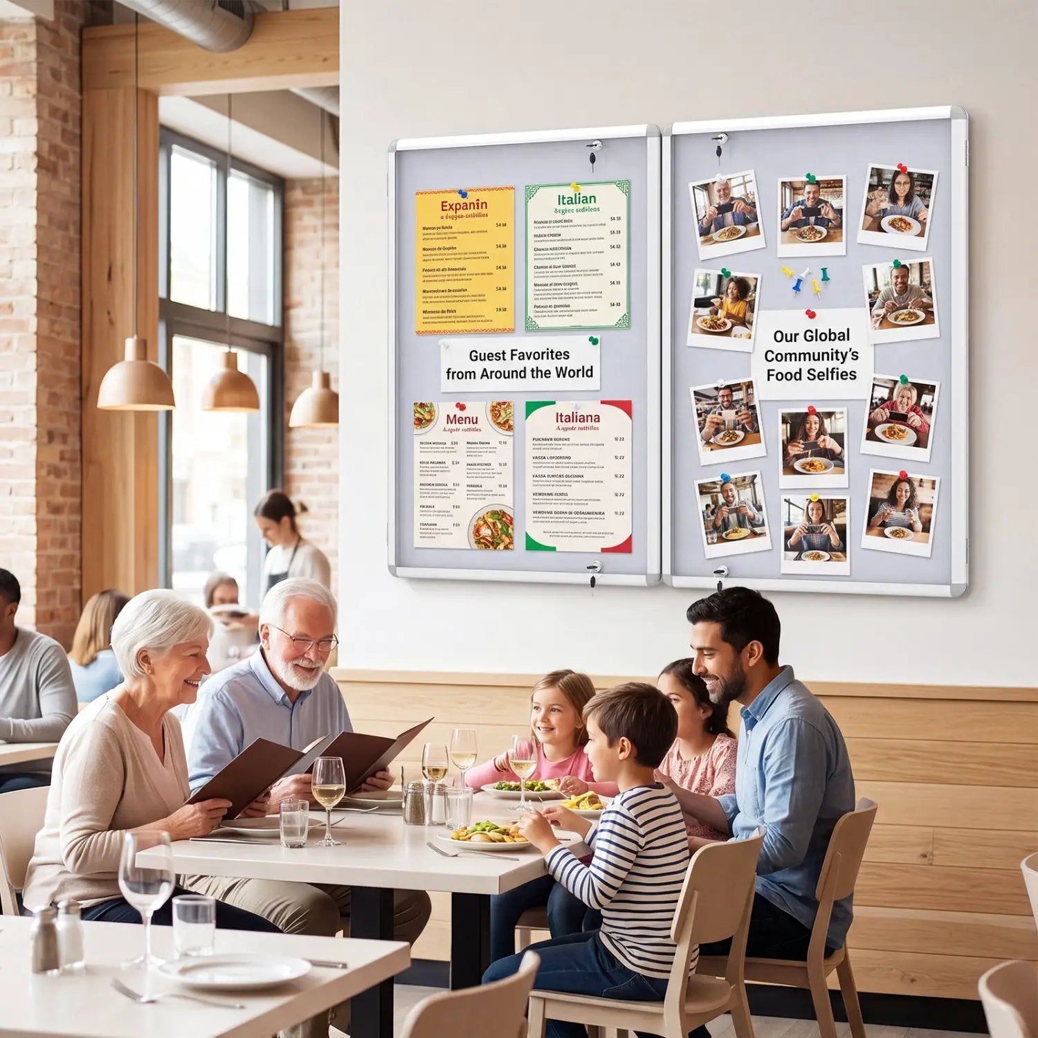 Lockable Cork Bulletin Board 47.5" x 35.5" Aluminum Frame by DirectDeals