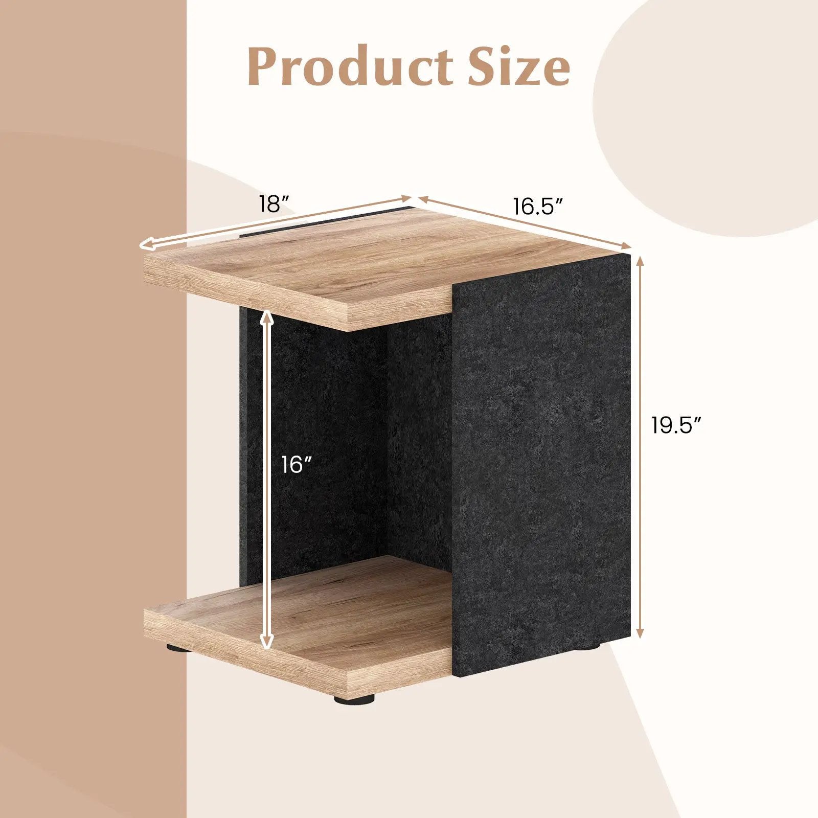 End Table 2-Tier Sofa Side Table with Open Storage Shelf-Oak by DirectDeals