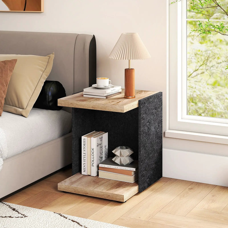 End Table 2-Tier Sofa Side Table with Open Storage Shelf-Oak by DirectDeals