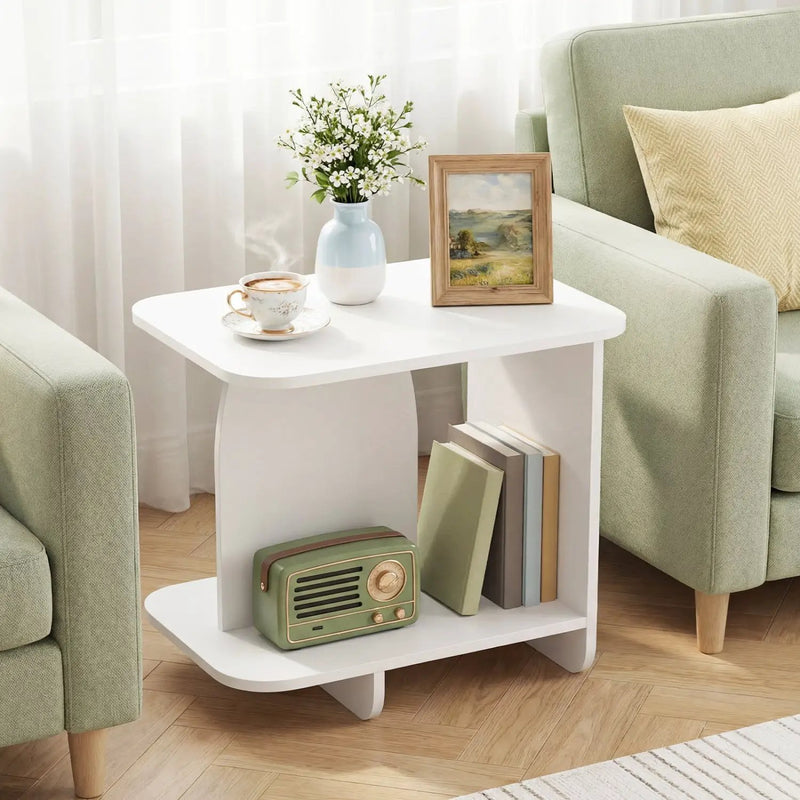 End Table 2-Tier Sofa Side Table with Storage Shelf for Small Space by DirectDeals
